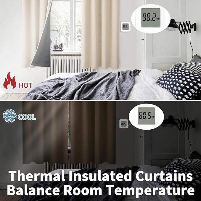 BGment Short 100% Blackout Curtains for Bedroom, Thermal Insulated Energy Efficiency Noise Reducing Grommet Curtains 54 Inch Length with Liner for Small Window 2 Panels Each 52 Inch Wide, Champagne