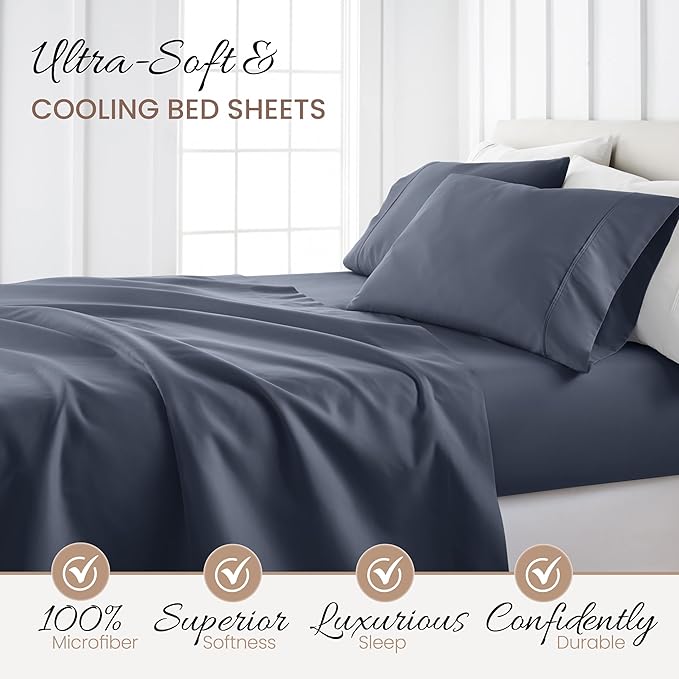 Linen Market Bed Sheets for Twin XL Size Bed (Stone) - Sleep Better Than Ever with These Soft and Cooling Twin XL Sheets - Deep Pocket Fits 16" Thick Beds - 4 Piece Twin XL Sheet Set