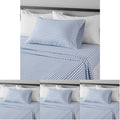 Amazon Basics Lightweight Super Soft Easy Care Microfiber 3 Piece Bed Sheet Set with 14-inch Deep Pockets - Twin, Dusty Blue Pinstripe,Printed (Pack of 4)