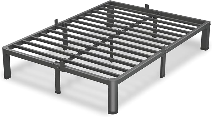 7 Inch Full Size Bed Frame, 3500Lbs Heavy Duty Metal Platform with Round Corner Legs Mattress Slide Stopper, Steel Slat Support No Box Spring Needed, Noise Free, Non-Slip, Easy Assembly