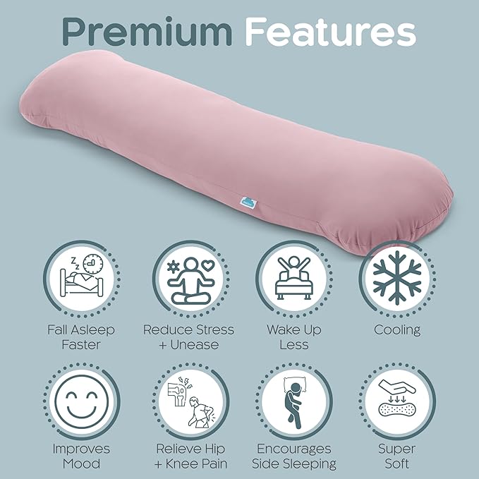 Weighted Body Pillow 6.5lbs - Weighted Pillow for Deeper Sleep (41” x 10”) - Cooling Body Pillows for Adults, Full Body Pillow for Adults, Side Sleeper Body Pillows with Cover (Blossom)