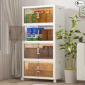 Extra Large Stackable Storage Bins with Lids & Wheels & Door, 448QT-112QT/28GAL*4Pack Foldable Collapsible Closet Organizers, Plastic containers drawers for bedroom Dorm