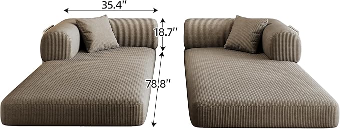 79" Convertible Sofa Bed with Fixed-Shape Frame, Corduroy Folding Pull Out Couch, No Assembly Modern Boneless Couch Compression Sofa in Box, Floor Sofa for Living Room,Camel