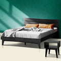Acacia Aurora King Solid Wood Bed Frame with Headboard – Gift Matching Nightstand Included, Mid-Century Modern Farmhouse, Black Ristretto, 800 lbs Capacity, Sturdy, No Box Spring, Easy Assembly