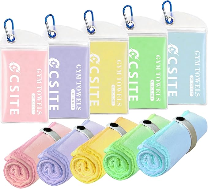 Microfiber Gym Towels - 5 Pack Highly Absorbent & Quick-Drying Sports Sweat Towels for Men & Women, Stays Fresh, Perfect for Workout, Yoga, Running, Fitness, Tennis, Swimming and Travel