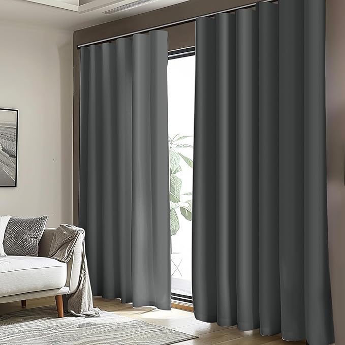 Room Divider Blackout Curtain Track Curtains Wall Dividers Panels Screen for Living Rooms Bedroom Office Privacy Partition Separation, W180 × L120 Inch,1 Panel, Grey