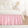 RIMELA Pink Bed Skirt King Size 15 Inch Drop, Elastic Bed Skirting for Bed Base and Frame, Bedding Dust Ruffle Easy to Install, Lightweight Comforter Set with Wrap Around Adjustable Bedskirt