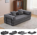 4-in-1 Convertible Folding Sleeper Sofa Bed, Fold Out Floor Sofa Couch with Fixed-Shape Frame, Cloud Corduroy Foldable Mattress Couch for Living Room Bedroom (78.5" Corduroy, Dark Grey)
