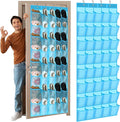Windyun 40 over the Door Shoe Organizer Large Mesh Pocket Hanging Shoe Rack for Closet Sky Blue Nonslip Behind Door Storage Holder Back to School Organizer for Dorm Room College Classroom Storage