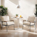VINGLI Mid-Century Modern Accent Armchiars Set of 2 for Small Space, Small Comfy Upholstered Leisure Reading Chairs with Wood Armrests for Bedroom, Living Room, Waiting Room, Linen Beige