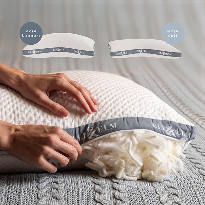 Eli & Elm | Best Ergonomic Side Sleeper Pillow for Neck Pain. Supportive Cooling Latex Fill with Luxury Breathable Cover. U-Shape Contoured Design. Queen Size Bed Pillow. (Pillow & Pillow Case)