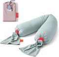 bbhugme Adjustable Pregnancy Pillow with Removable Eucalyptus Cover & Extra Dusty Pink Cover - Full Body Support for Pregnant Women