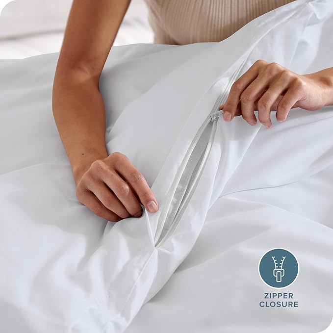Bare Home Bedding Duvet Cover Oversized Queen Size - Premium 1800 Super Soft Collection - Lightweight, Cooling Duvet Cover - Soft Breathable Bedding (Oversized Queen, White)