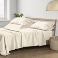 THREAD SPREAD Split King Sheets Sets for Adjustable Bed - 400 Thread Count 5 PC Sateen Split Sheet Set, Cooling Cotton Sheets, 2 Twin-XL Fitted Sheets, 16" Deep Pocket Split King Sheet (Ivory)