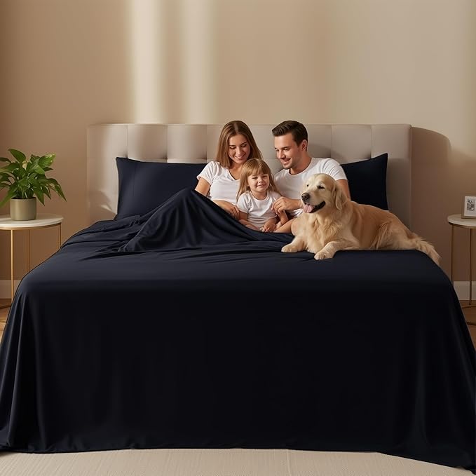 Utopia Bedding Queen Sheet Set – 4 Piece Bed Sheets for Queen Size Bed, Soft and Breathable Microfiber, Includes 1 Fitted Sheet, 1 Flat Sheet and 2 Pillowcases (Black)