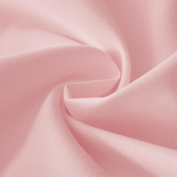 MEILA Wrap Around Bed Skirt Three Fabric Sides Elastic Dust Ruffled 16 Inch Tailored Drop,Easy to Install Fade Resistant-Pink, Twin/Full