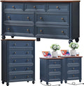 Farmhouse Dressers & Night Stand Set of 4, Wood 54" Wide Dresser & 45" Tall Chest of Drawers, 18" with Charging Station Nightstand Set of 2, Bedroom Furniture Dresser Set for Home Living Room Hallway