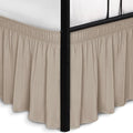 Biscaynebay Wrap Around Bed Skirts with Split Corners for King Beds 15" Drop, Light Camel Adjustable Elastic Dust Ruffles Easy Fit Wrinkle Resistant Silky Luxurious Fabric Machine Washable