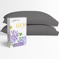 Carressa Linen 100% Egyptian Cotton Pillow Cases Queen Size Set of 2 - Luxury 600 Thread Count Dark Grey Standard/Queen Size Pillowcases, Silky Soft, Cooling Sateen Weave Hotel Quality Pillow Cover