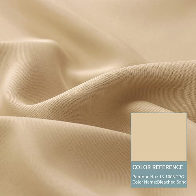 BGment Thermal Insulated 100% Blackout Curtains for Bedroom with Black Liner, Double Layer Full Room Darkening Noise Reducing Grommet Curtain (52 x 84 Inch, Beige, 2 Panels)