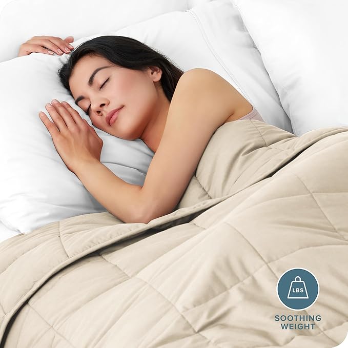 Bare Home Weighted Blanket King Size 30lb (80" x 87") for Adults - All-Natural 100% Cotton - Premium Heavy Blanket Nontoxic Glass Beads (Sand, 80"x87")