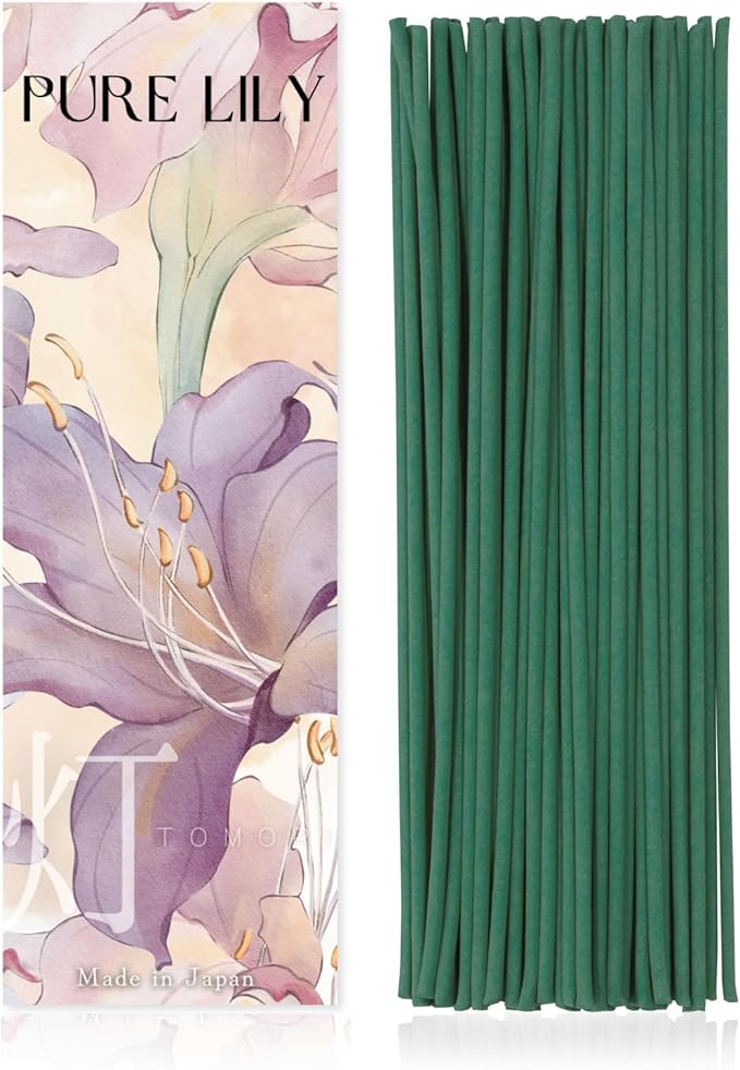 Luxury Japanese Incense Sticks 60sticks Pure Lily Bergamot Vanilla Jasmine Coreless Low Smoke Natural Charcoal Free Non Toxic Aromatherapy Meditation Calming Stress Relief Relaxation Yoga TOMORI