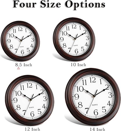 Wall Clocks Battery Operated Silent Non-Ticking Wall Clock 8.5 Inch Small Vintage Retro Rustic Style Decorative for Kitchen Living Room Home Office (Bronze)