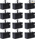 Moving Bags Heavy Duty Extra Large, Moving Boxes, Moving Supplies Essentials, Blue Storage Bins with Lids, Plastic Packing Totes, Storage Bags for Clothes with Handles & Zippers(Black, 12 Pack)