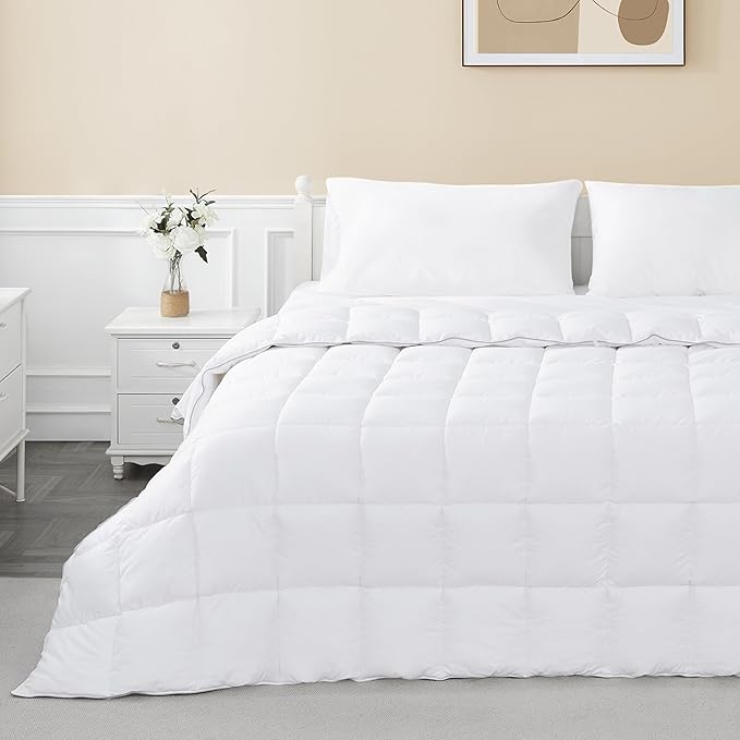 sunflower California King Duvet Insert Comforter Down Alternative Filling Cotton Shell All Season Hypoallergenic Warm Breathable Noiseless Machine Washable 96"x102"with Corner Taps White