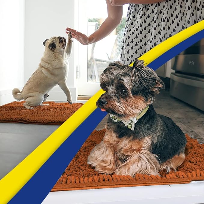Muddy Mat® | Super Absorbent Door Mat Indoor, Microfiber Quick Dry Chenille Entryway Rug, Non-Slip Front Door Mat, Indoor Mats for Entryway, Machine Washable Pet Rug, Orange 24" x 72"