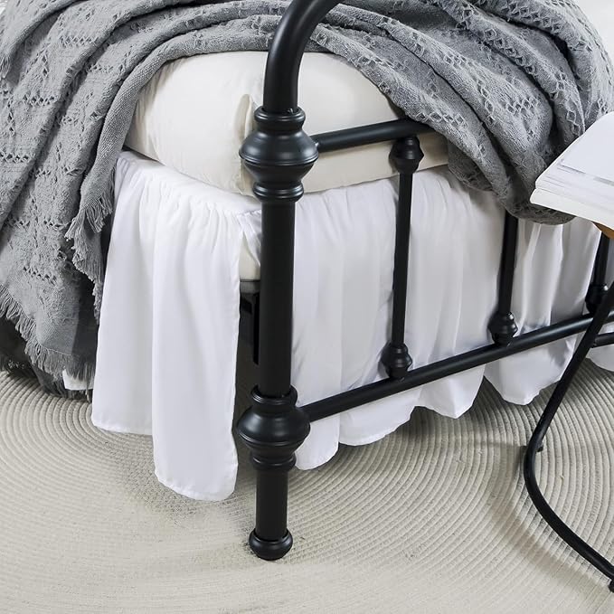 Bed Skirt Twin Size Ruffled Bed Skirt with Split Corners, 22 Inch Drop Dust Ruffle Bed Skirt with Platform, White, Twin - 22" Drop