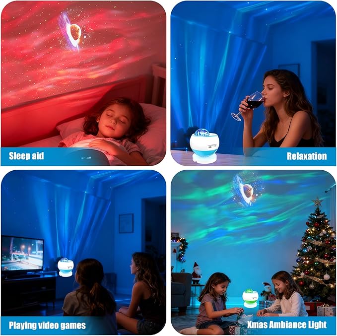 Northern Lights Projector Galaxy Projector for Bedroom, 3 HD projection lenses,16-Color Moon Light,USD&Bluetooth Speaker Str Projector Galaxy Lights, Ambient Lighting,Lights for Bedroom Gifts for Boys