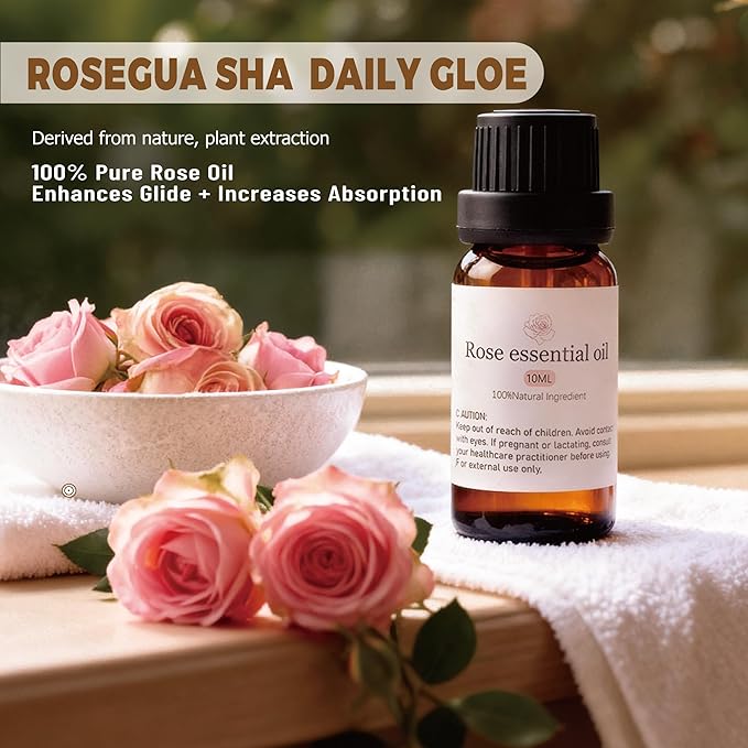 Body Gua Sha Tool Set with Rose Oil – Wood Therapy Massage Tools for Body & Face, Lymphatic Drainage Massager for Relaxation, Deep Tissue Massage & Foot Care, Self Care Gift for Women