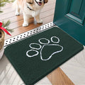 OLANLY Dog Door Mat for Muddy Paws 24x16, Paw Print Design, Absorbs Moisture and Dirt, Absorbent Non-Slip Washable Doormat, Quick Dry Chenille Mud Mat, Entry Indoor Entryway Carpet, Blackish Green