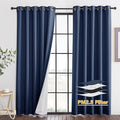 RYB HOME Dustproof Curtains for Large Window, Soundproof Thermal Insulated Blackout Curtains for Sliding Glass Door Furance Office Dorm Bedroom Living Room, Navy Blue, W62 x L95 inch, 2 Panels