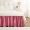 RIMELA Dusty Red Bed Skirt King Size 15 Inch Drop, Wrap Around Elastic Bedskirt, Dust Ruffle for Adjustable Bed Base Machine Washable Easy to Install Bed Skirts