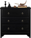 Chogori Solid Wood Dresser for Bedroom- Natural Wood Veneers & Water Based Paint Finished- Vintage Chests of Drawers, Small 3 Drawer Dresser (2, Black)