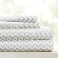 Linen Market Double-Brushed Patterned Microfiber California King Sheet Set 4 Piece – Oeko-TEX Certified Ultra Soft & Wrinkle-Free - 16" Deep Pocket Sheets Easy Care Cal-King Size - Chevron Light Gray