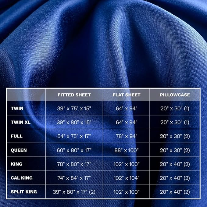 LUXOME Luxury Sheet Set | 100% Rayon (Viscose) from Bamboo | California King - Sapphire | Deep Pockets | 4-Piece Set (Fitted, Flat, 2 Pillowcases)