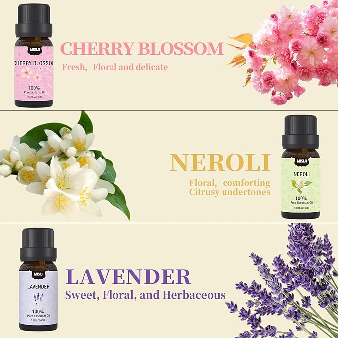 Essential Oils Set-Essential Oils for Diffuser for Home,Diffuser Oils Scents for Aromatherapy,Laundry,Candle&Soap Making,Humidifiers 6 X 10ML