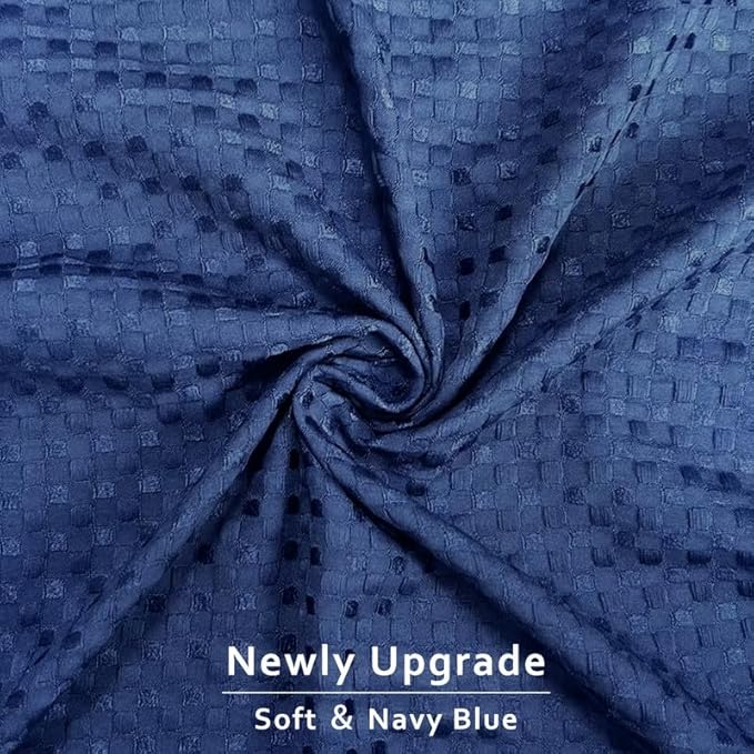 MIYE Pleated Waffle Weave Bed Skirt, Tailored Dust Ruffle 16 Inch Drop Easy Fit, Machine Washable (Navy Blue, Twin - 16" Drop)