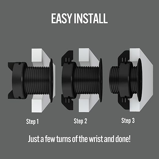 (1-Pack Black) Cable, Wire & Cord Management - Self Locking Grommet with Cover for Walls, Ceilings, Desks, Used for All Surfaces 3/8” to 1” Thick, Made in USA