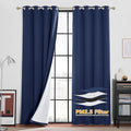 RYB HOME Soundproof & Dust Particle Filtering Curtains Thick Panel Draft Block Window Treatment Totally Room Darkening Drapes for Nursery Daytime Sleeping, Navy Blue, W52 x L95 inch, 2 Panel