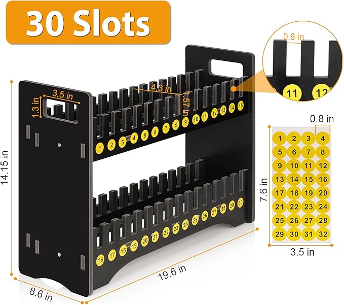 Cell Phone Holder Classroom Cell Phone Storage 2-Tier Multiple Cell Phone Stand Rack with 1-30 Number Stickers PVC Board Mobile Phone Holder Desktop Organizer for Classroom (Black, 30 Slots)