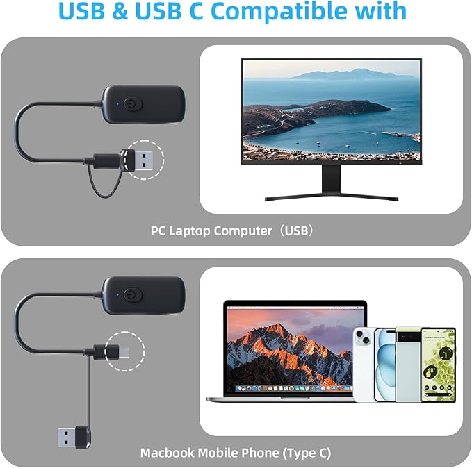 Wireles USB Condenser Microphone for PC Laptop - Studio Sound Gaming Mic for Podcast Streaming Asmr YouTube with Volume Control, Reverb Mode