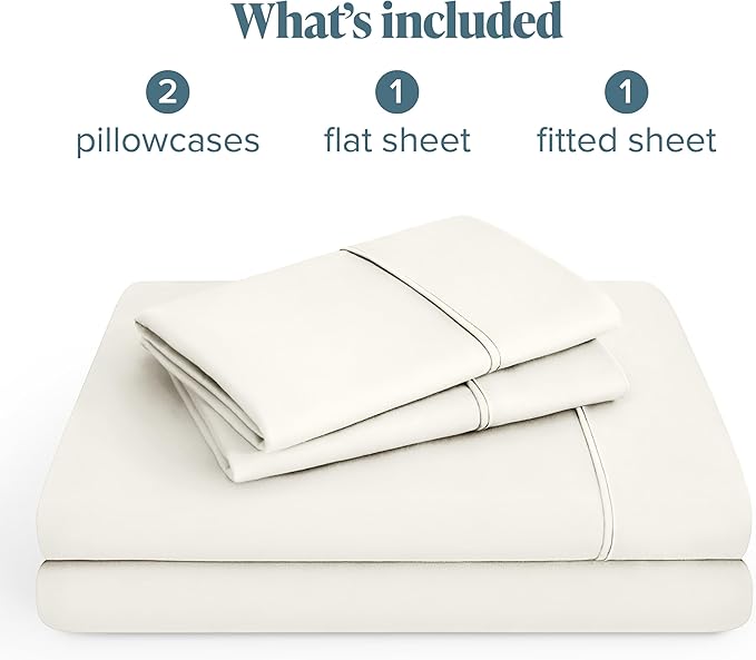 Bare Home Hotel Luxury Twin XL Sheet Set, Extra Soft - 4 Piece Set - Deep Pockets - Easy Fit - Cooling & Breathable - Wrinkle, Fade, Stain Resistant - Includes 2 Pillowcases (Twin XL, Cream)