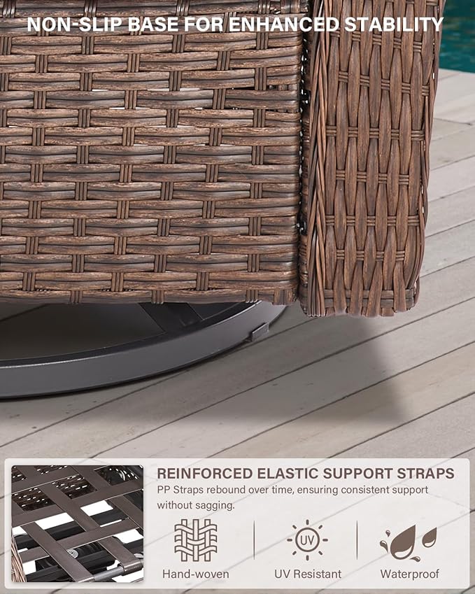 Belord Luxury 6-inch Thick Cushion Patio Furniture Set - Outdoor Swivel Rocker Glider Chairs Set of 4 with Glass Top Side Table, All-Weather Wicker Patio Conversation Set for Deck Balcony Sunroom