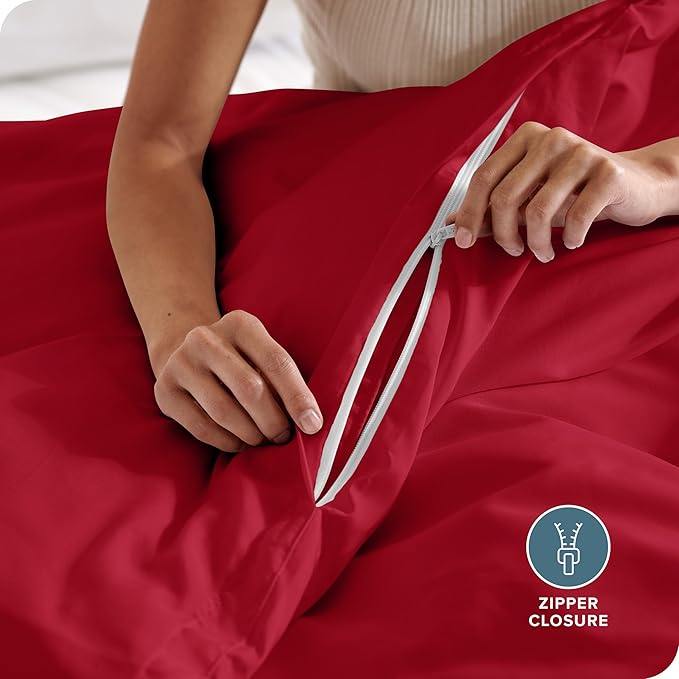 Bare Home Bedding Duvet Cover Full Size - Premium 1800 Super Soft Collection - Lightweight, Cooling Duvet Cover - Soft Breathable Bedding (Full, Red)