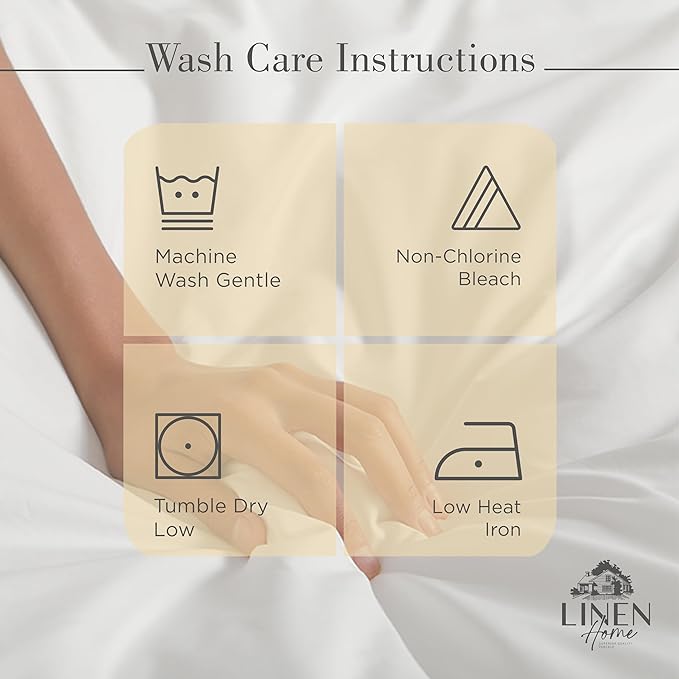 Linen Home 100% Cotton Percale Sheet Set Pack of 2, King Size, Ivory, Deep Pocket, 8 Pieces Set - 2 Flat, 2 Deep Pocket Fitted Sheet and 4 Pillowcases, Crisp Cool and Strong Bed Linen