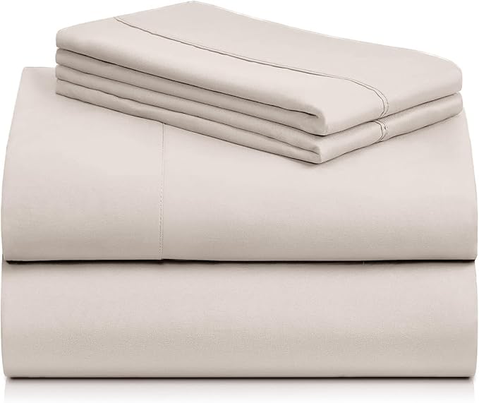 LuxClub 4 PC Sheet Set Bed Sheets Deep Pockets 16" Eco Friendly Wrinkle Free Cooling Machine Washable Hotel Bedding Silky Soft - Linen Queen